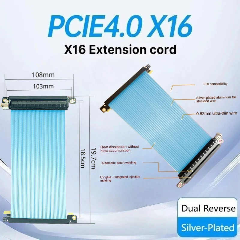Itx Gpu Riser Pcie 4.0 16X - Dual Reverse Pcie 4.0 Riser Cable