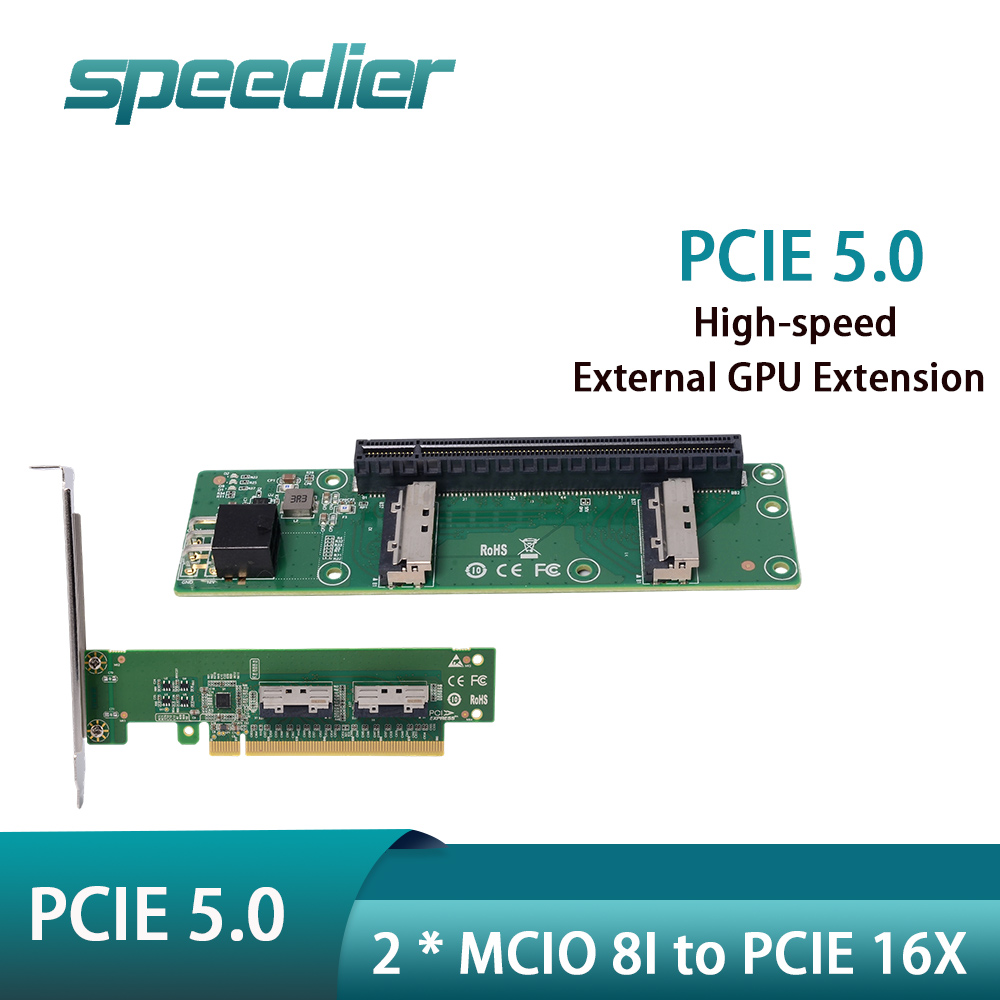 Speedier 2 x MCIO 8i to PCIe 1 - Pcie 5.0 Gpu Riser Cable 评论和价格