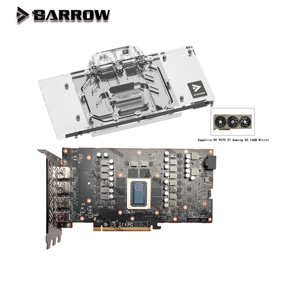 Barrow GPU Water Block For Sap - Rx 9070 Xt 评论和价格