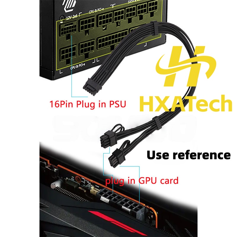 HXATech-Colorful 12VHPWR to Du - Dual 8Pin To 16Pin 12Vhpwr Cable 评论和价格
